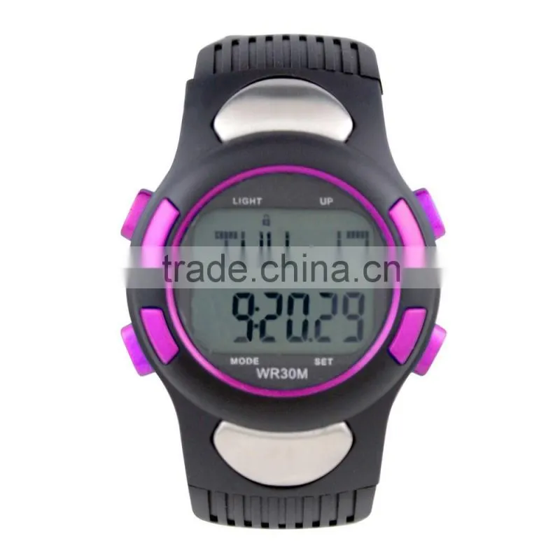 LP1365 plastic case LCD stainless steel Case back Pedometer crane sports heart rate monitor sports watch