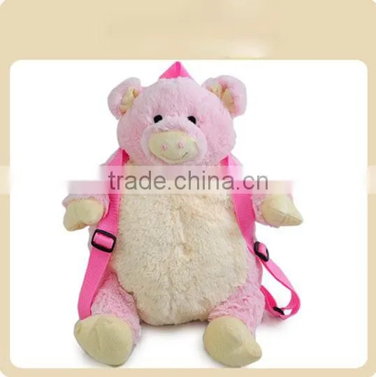 Plush rabbit backpack with coral fleece blanket/ Cute plush pig backpack with coral fleece blanket