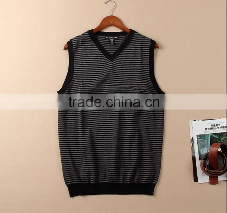 Men's V-neck stripe knitting vest autumn wear