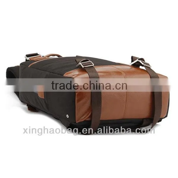 Canvas&leather backpack bag the school backpack cheap wholesale