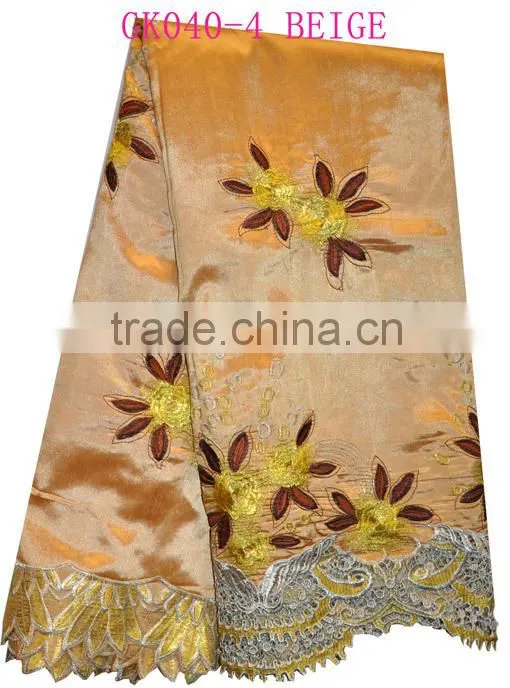 High quality African embroidery flower silk george for weeding & party GK040-4