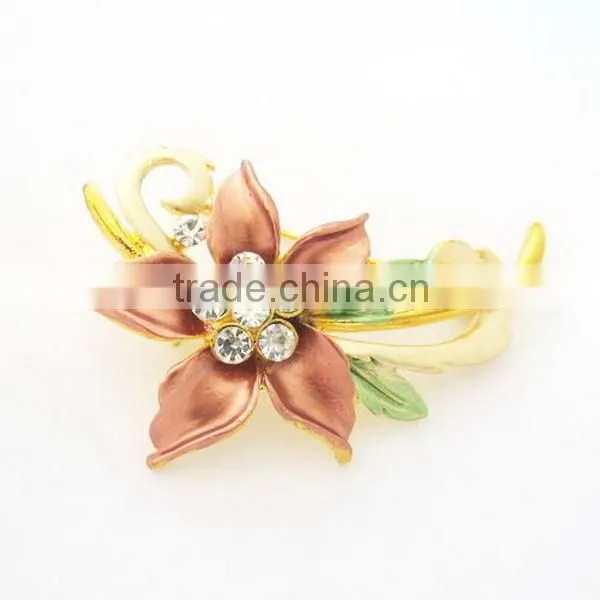 Gold platting enamel &crystals flower brooch fashion wholesale brooch pin china yi wu supplier