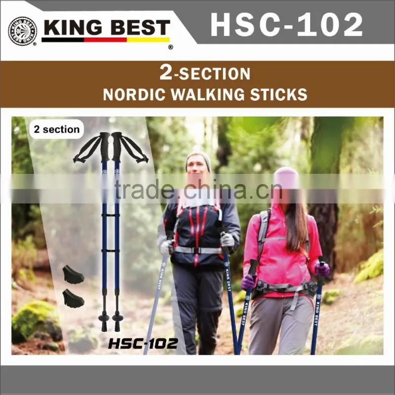 KING BEST Carbon trekking pole 2-SECTION adjustable folding nordic walking stick
