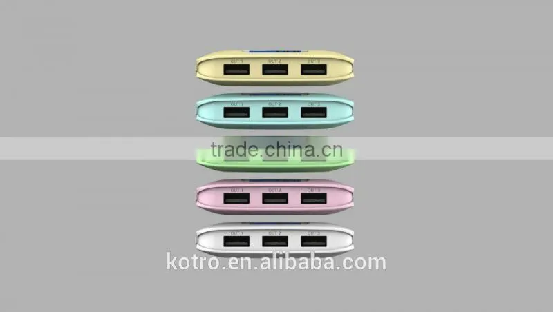 High quality Colorful LCD digital display 3 USB output Power Bank 4.1A Portable Charger 12000mah portable power bank