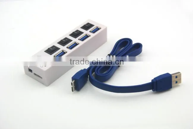 Computer 4 Ports 3.0 High Speed USB Hub with Swith Button