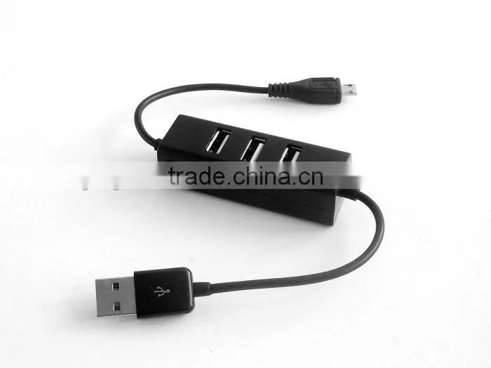 computer USB micro phone charge cable with 3 port usb hub