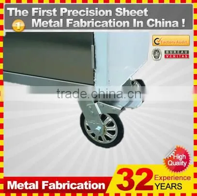 46 in. 9 drawer stainless steel mobile tool cabinet with solid wood top, black