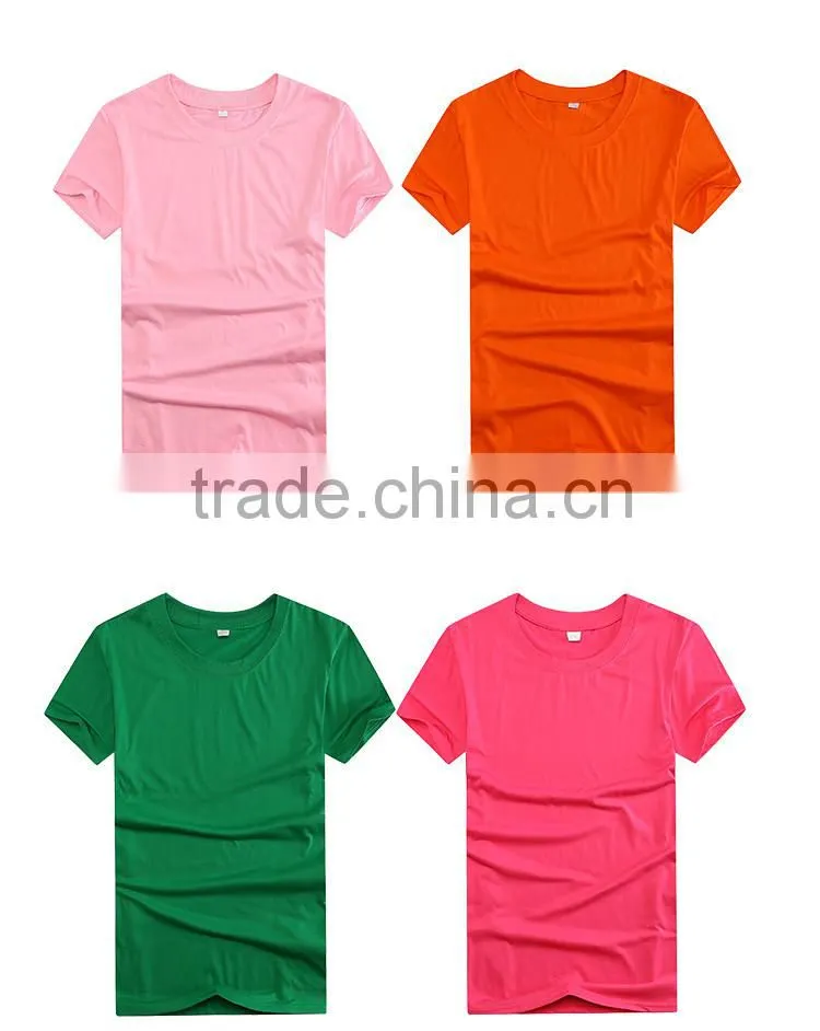 2016 Guangzhou LuoQi 160g polyester cotton o-neck short sleeve print cheap promotion custom blank t shirt