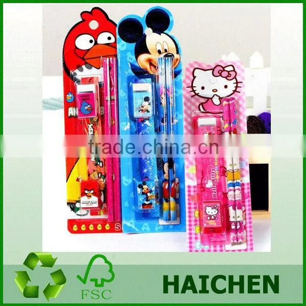 kids stationery set with eraser/pencil in blister card