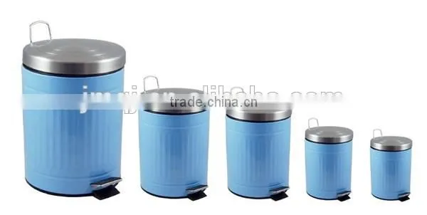 mini coloured metal waste bin with pedal street rubbish bin