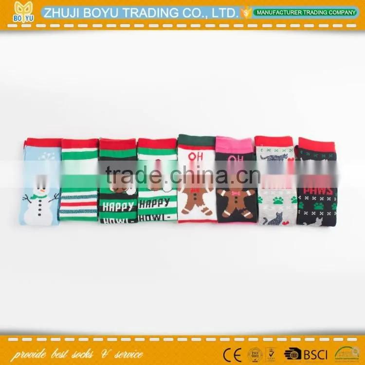 BY-161613 Young girl Knee high socks striped sock ;Colored christmas socks Holiday socks