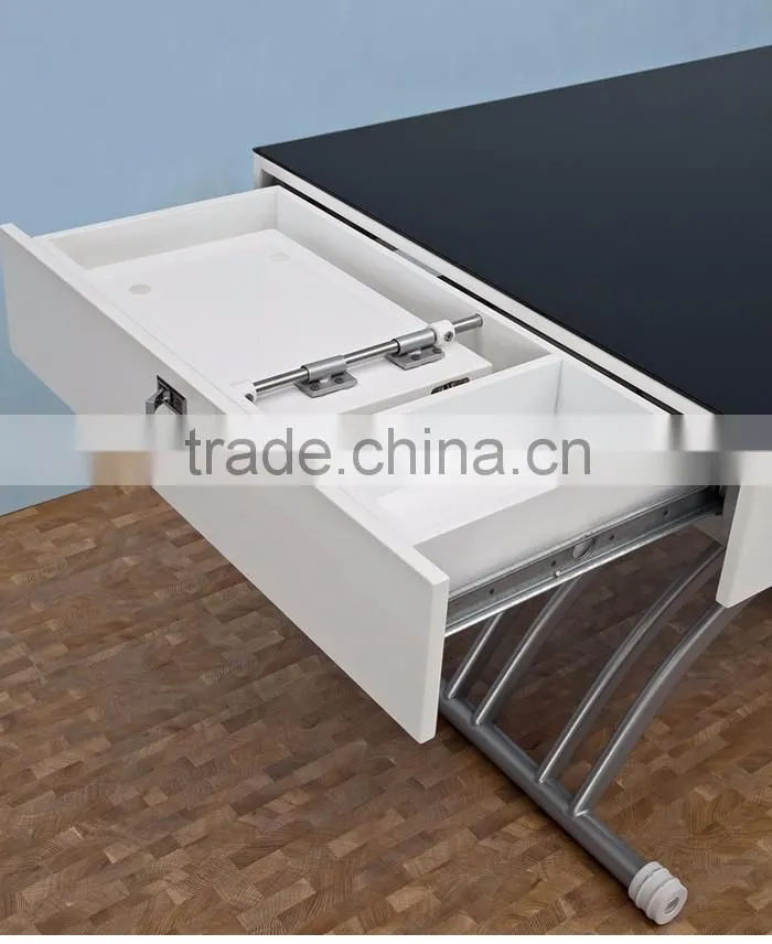 Lift Metal Glass Coffee Table Transformer Mechanism