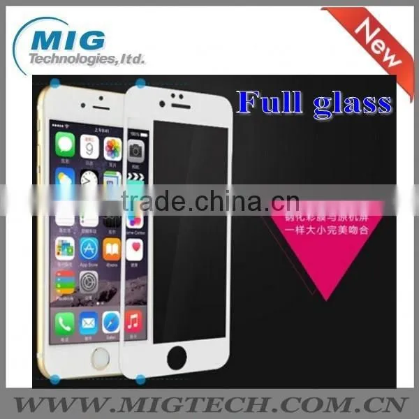 Colorful with white print round edge full screen tempered glass screen protectors film for iphone 6s/ 6s plus 4.7" & 5.5" inch