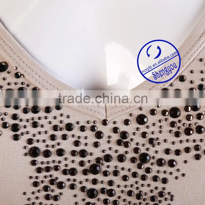 2015 high quality wholesale ladies 100 cotton v-neck tank top