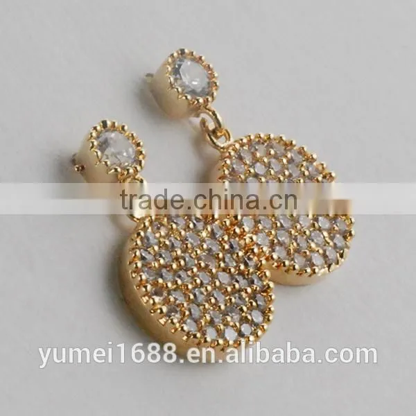 Hot Sales Classical Design Natural Gemstone 18K Gold Stud Earrings