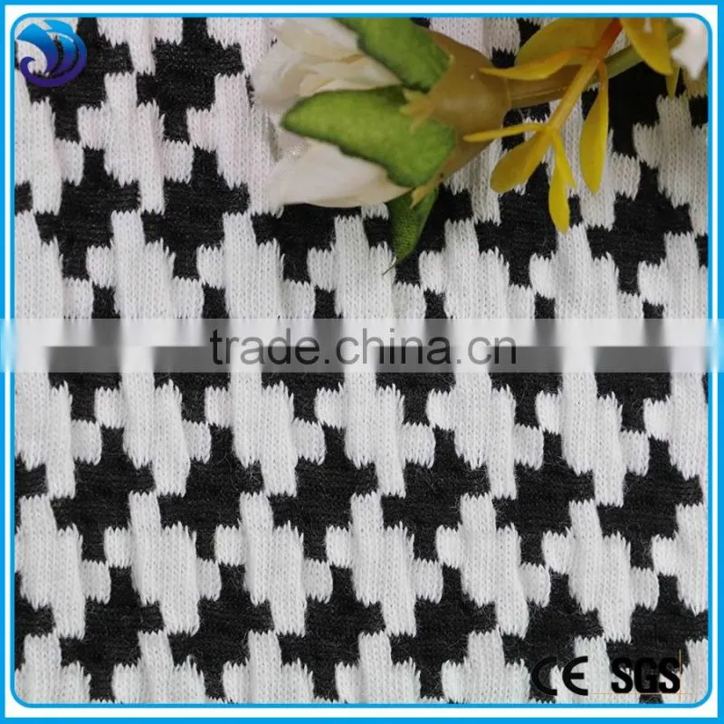 classcial design white and black Houndstooth Formal jacquard fabric for garment