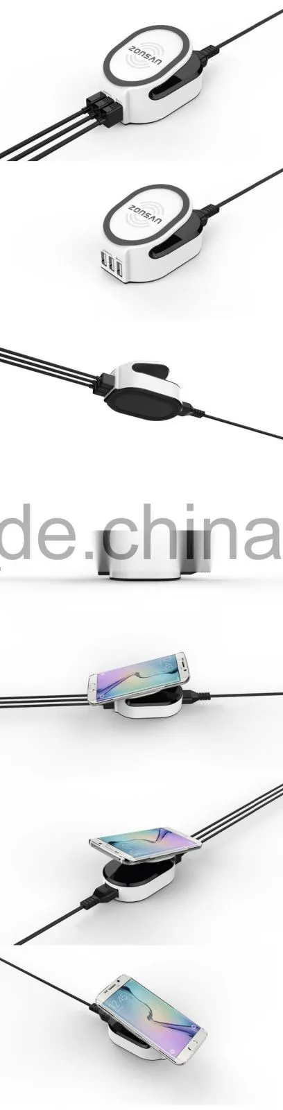 Amazon Hot Selling 3 in 1 Multifunctional QC 2.0 USB Charger Wireless Charger