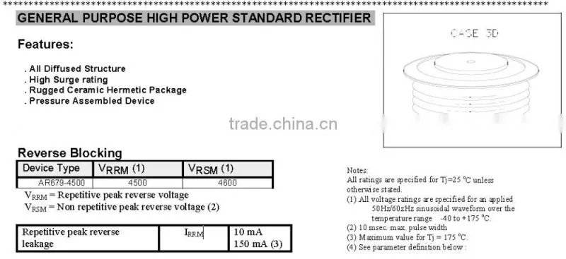 3000 amp rectifier 4500V