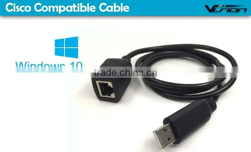 All new Cisco USB male to RJ45 female console cable with FTDI chip in black