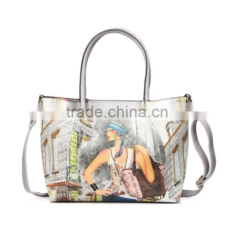 2016 newest design handbag nice lady handbag fashion PU handbag with wallet