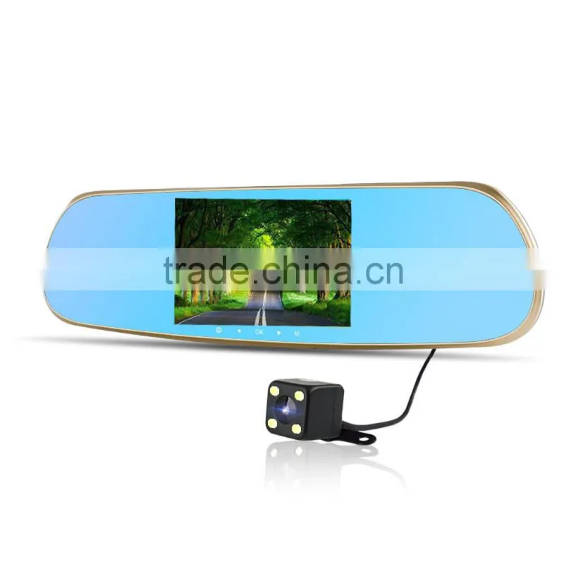 Dual Lens Dvr Car Rearview Mirror Dash Camera G-Sensor HD 1080P 5 Inch 140 Degree