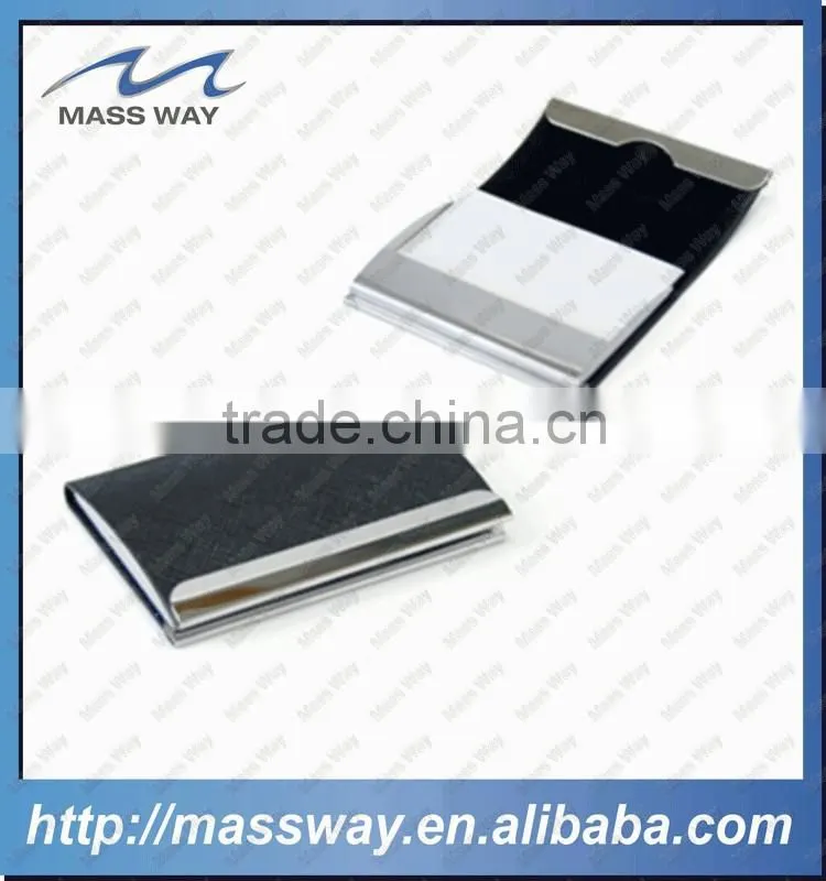 fashion high quality business ID metal genuine leather business card holder