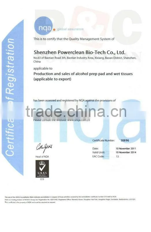 Medical Alcohol Pad/BZK Wipe/Disinfecting Cleaning Wipe