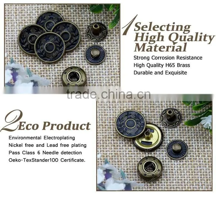 Hot sale high-end quality press spring metal snap button for coat