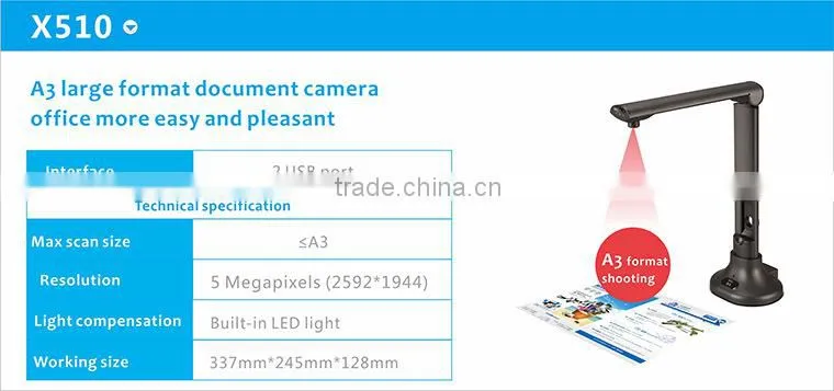 A3 large capture size digital visualizer visual presenter for presentation and document scanning