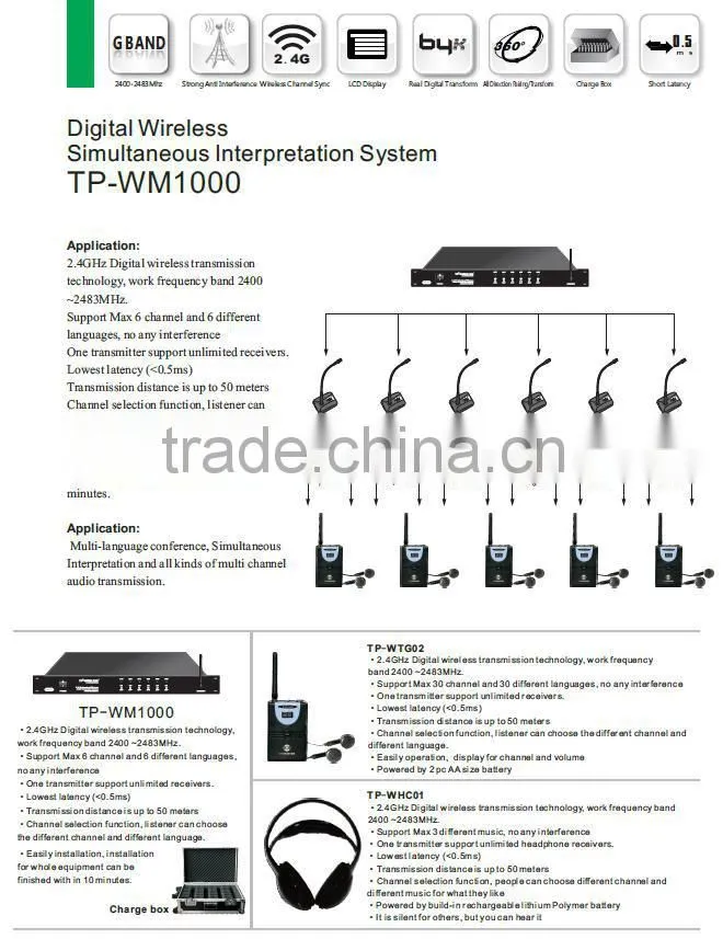 2.4G digital wireless conference room sound system