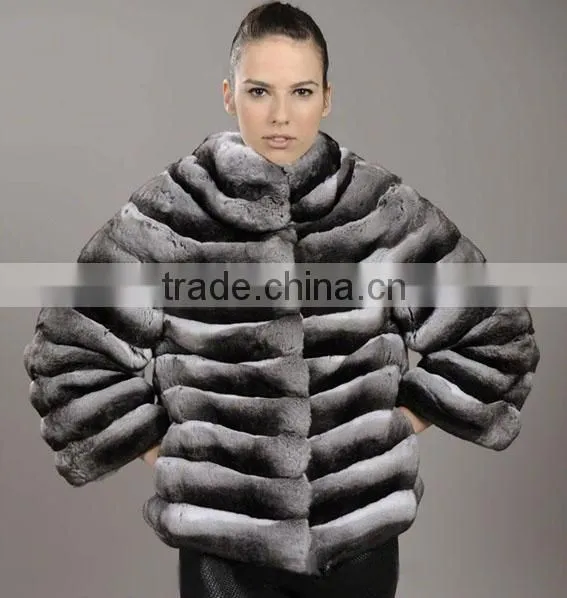 wholesale price chinchilla rex rabbit fur coat