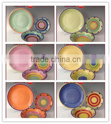 colorful/beautifual round shape high quality handpainted 18pcs dinnerset/dinner ware/tableware