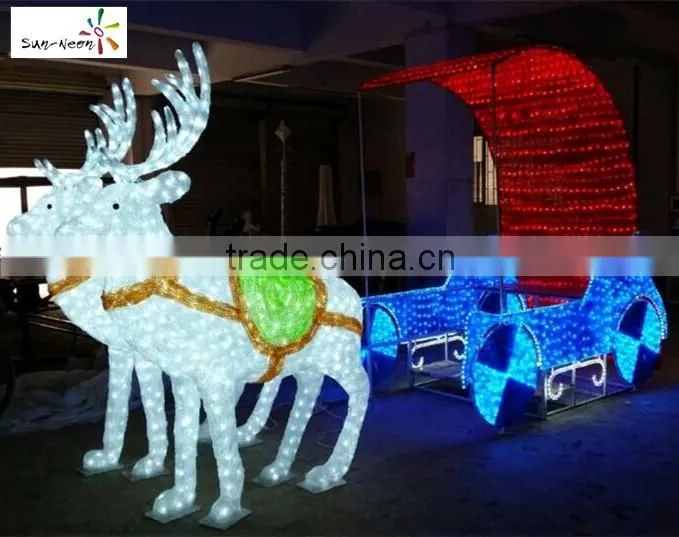 Large christmas light with santa and reindeer smart outdoor christmas reindeer lights