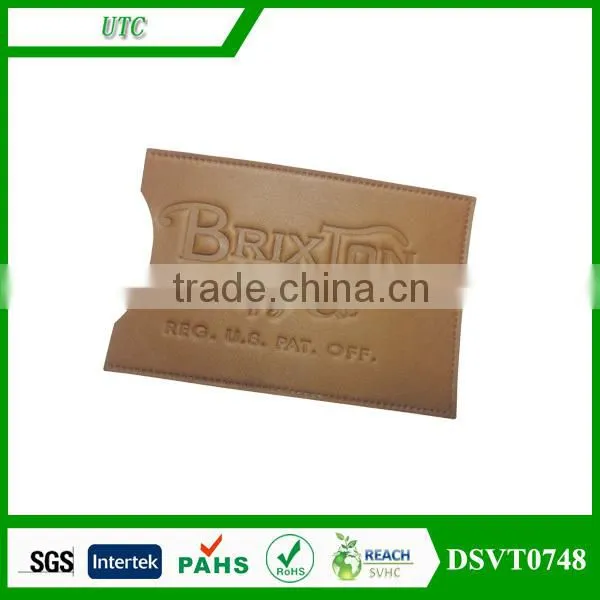 Embossed pu/genuine leather label jeans washable leather patch