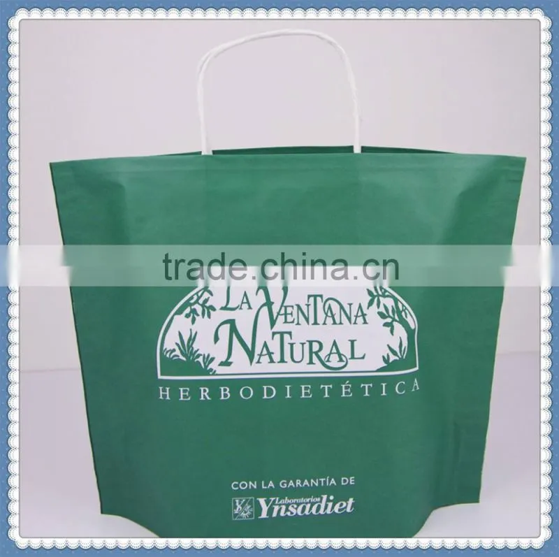Hot sale colorful flexo printing new style kraft paper bag with twisted handle