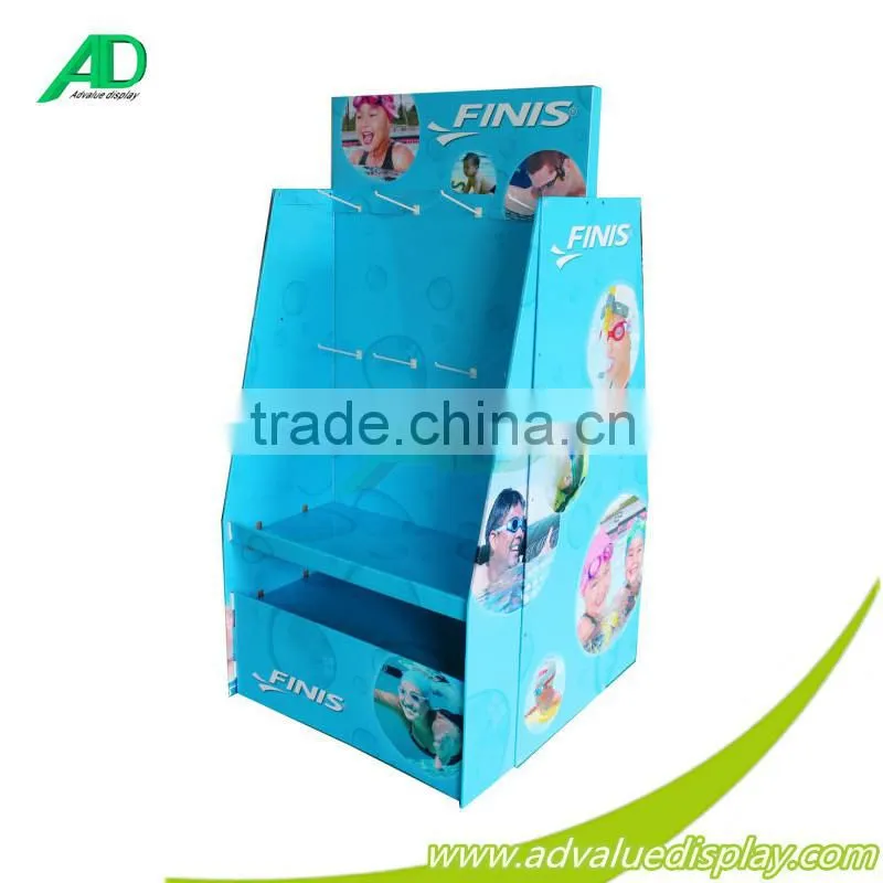 Pop up cardboard pallet display stands with peg hooks for golf ball/golf gloves/golf shirt