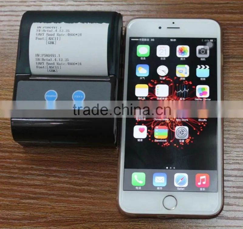 Portable Bluetooth POS Thermal Printer 58MM with Small Size Which Can Be Connected to Smartphone, Tablet PC, Notebook, etc