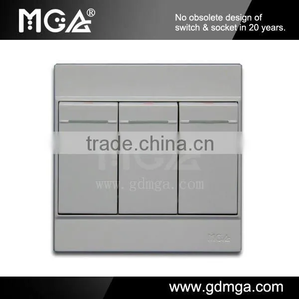MGA Q7L Series Q-K03A 3 Gang modern wall Switch