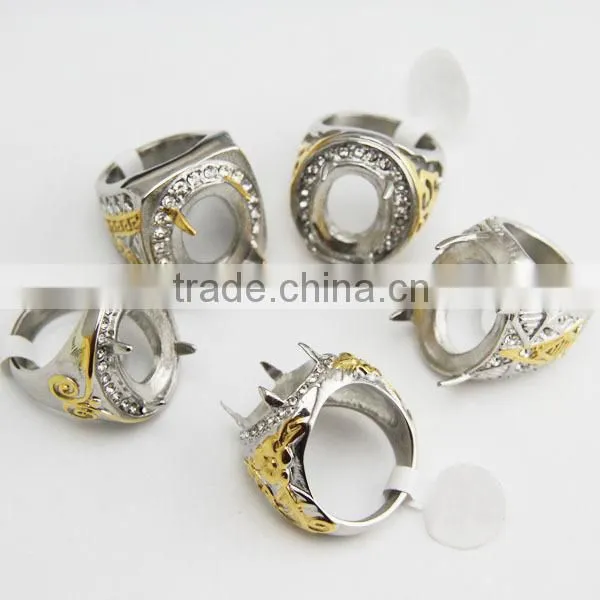 Factory direct wholesale high quality fashion men's stainless steel ring with stone