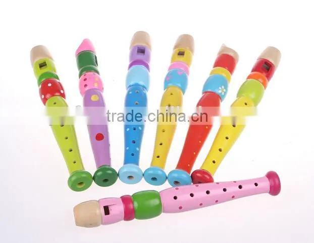 Factory Supply Cheap Colorful Wooden Flute Toy
