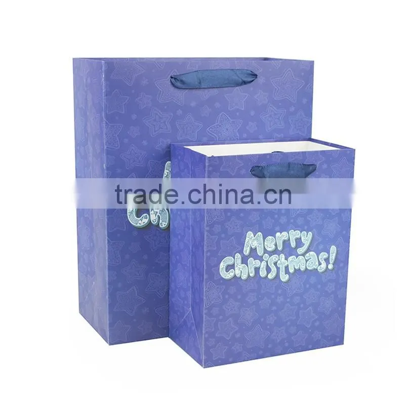 Pure green printed Christmas day shopping paper bag