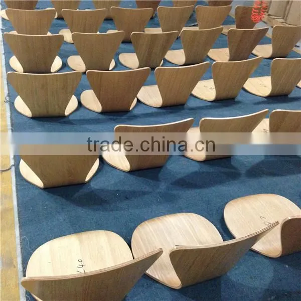 The Standard Stacking Brown Fabric Upholstery Plywood Dining Chair with Chrome Tube Legs