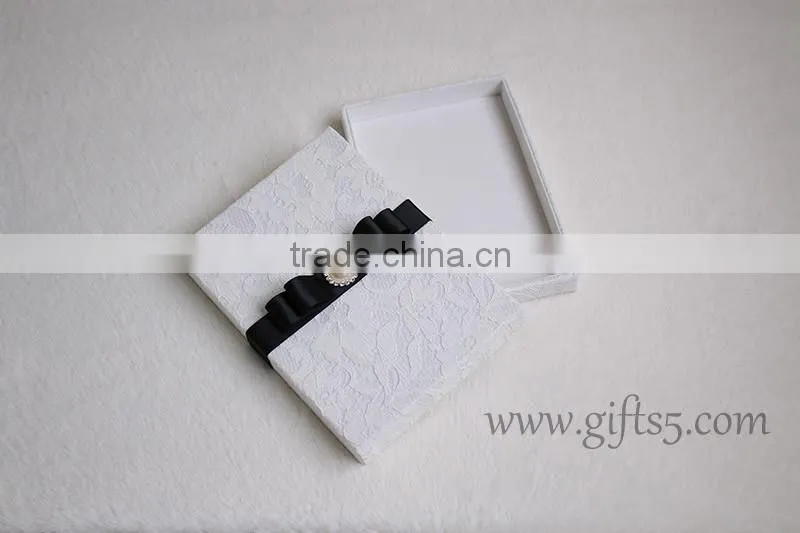White lace fabric wedding invitation card box
