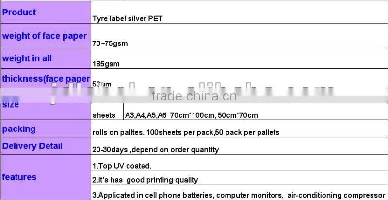Tyre label silver PET