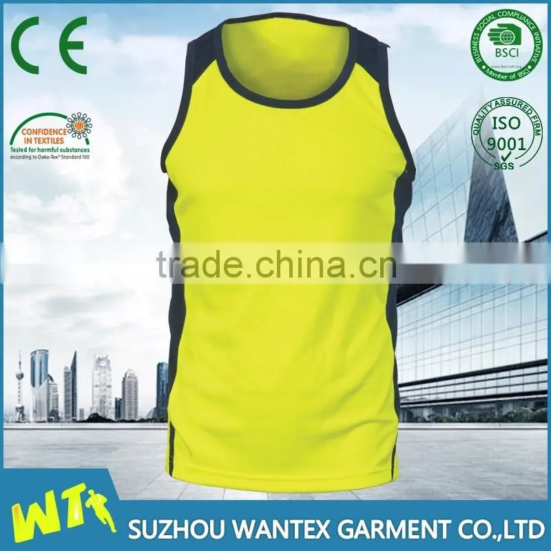 wholesale safety running tshirt cheap sport tshirt in summer fluo color no sleeves safety tshirt