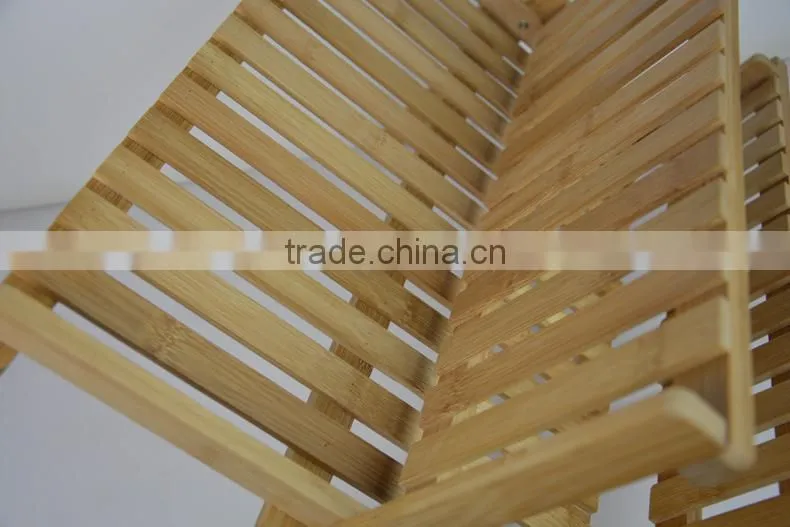 BH006/ Bamboo Compact Folding Dish Rack Holder for Palte and Mug