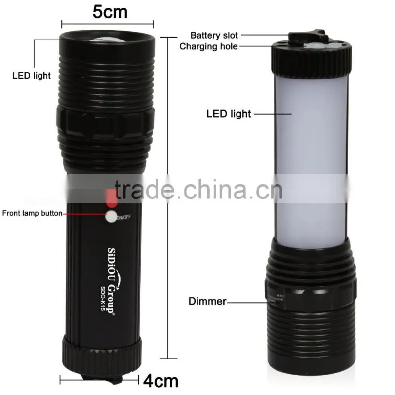 Sidiou Group Outdoor multifunction rechargeable flashlight mechanical zoom searchlight (including 1 x 3000mA 18650 Battery)