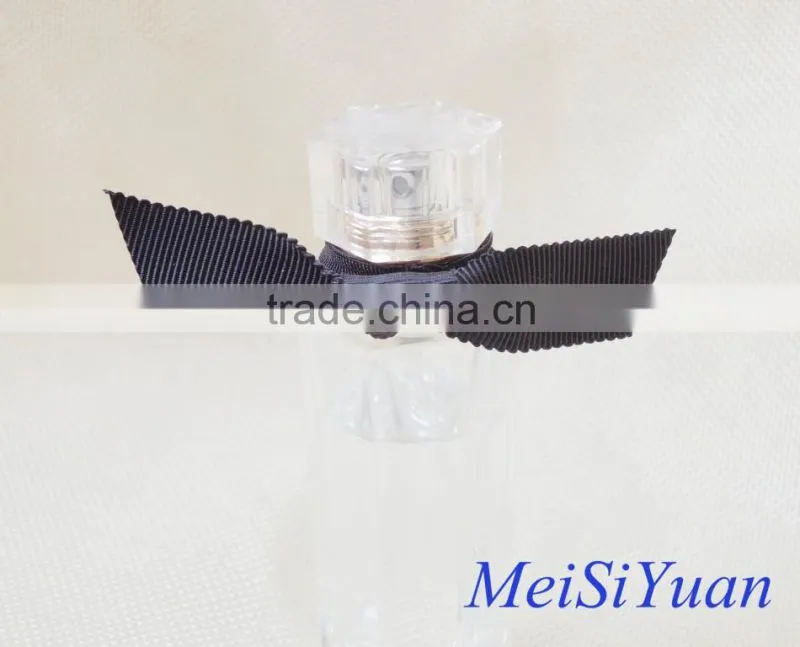Wholesales chiffon rose perfume bottle decoration satin ribbon flowers with elastic loop