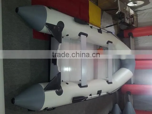 480 cm inflatable light gray color PVC boat with aluminum floor for fishing, sports, rescue and entertainment use