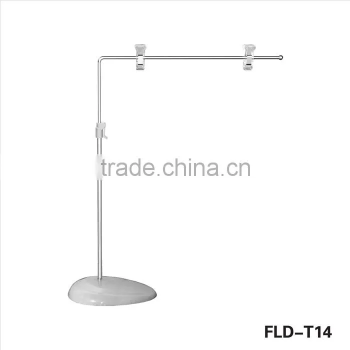 Lifting promotion L shape Metal advertising equipment sign holder with round base